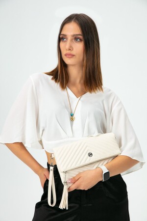 كيس المجموعة من النساء MNZ-Sportfolio Bag Long Strap Ecru IZG2203 - MORCA