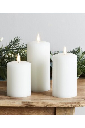 MNZ-SSTUTSUMUM سلندر شمعة بيضاء مجموعة من 3 - Ssb