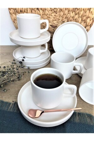 MNZ-Stackable Matte White 12 Piece Nescafe Tea Set للست أشخاص fnc11 - GULHANILE