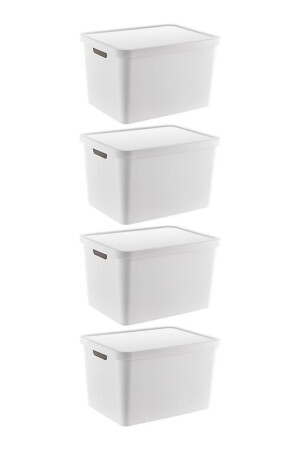 صندوق MNZ-Stafi متعدد الأغراض مع غطاء 18 Lt مجموعة من 4 TRN-236SET3 أبيض - SmartWare