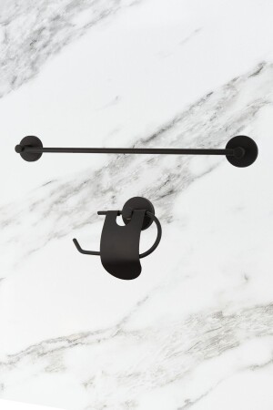 MNZ-Stainless Black Long Towel Holder - محفظة الحمام المغطاة بالصفرة الضيقة مجموعة 2 99012 - UG Home