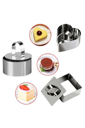 MNZ-Stainless Perfait Cake Mold Set من 3 NARK038 - Nar kalıp