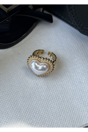 لون الذهب من MNZ-STEEL، قلب التفاصيل الخاتم dop14509527igo - KİLİGİSTANBUL