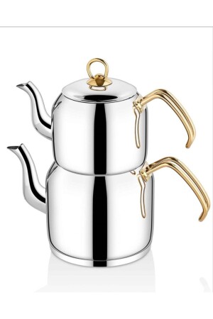 MNZ-Steel Teapot Sahara Teapot Set متوسط الحجم الذهب int043-1 - İnter