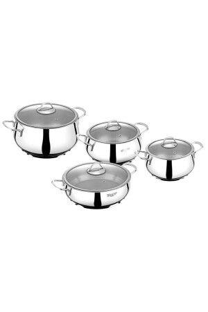 MNZ-Stella بطن الفولاذ 8 قطع أدوات الطبخ مجموعة BONERA-STELLY8 - Bonera
