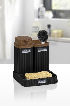 MNZ-Stella الأسود الخشبية نمط الخزينة مجموعة OKY-465-3 - Okyanus Home