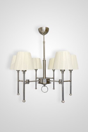 MNZ-Stick عصرية 6 أسلحة من الأقمشة الرأس الميتة كروم لون مغلفة مصباح معلق شمعة SSJAA1301 - Fivorno Aydınlatma