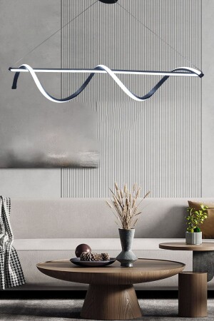 طراز MNZ-Stick Black Dining Table Chandelier، 3 ألوان إضاءة LED، قمرة المعيشة الحديثة قمرة، مكتب LED قمرة 2001 - Ledmi Lighting