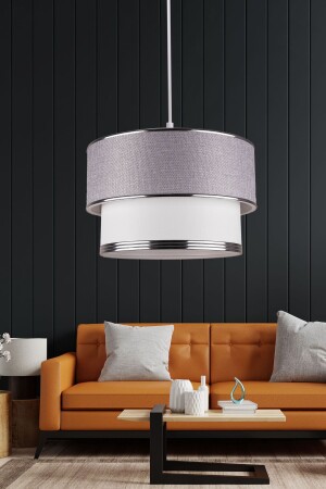 MNZ-Stone Silver Stripe Light Gray Pendant Lamp Cake قمرة شمعة ES-SRT05 - Eslight