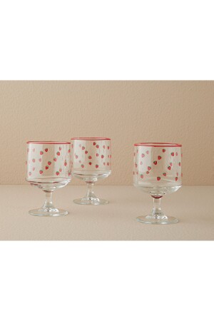 MNZ-Strawberry Glass 3 Piece Cup حمراء - English Home
