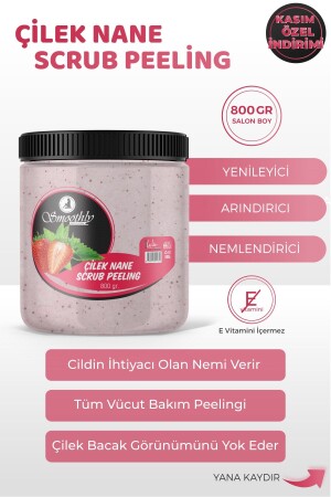 MNZ-Strawberry & Mint ذوق إحياء وتريخ اليد والقدم والجسم الرعاية من الجسم 800gr STRAWBERRYMINTPEELING800GR - Smoothly