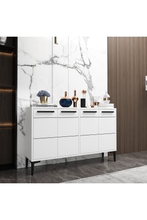 مكنسة MNZ-Stria White Console، مقعد التلفزيون، وحدة التلفزيون، زاوية القهوة، خزانة الحمام، خزانة متعددة الأغراض STR - MERT SERT MOBİLYA