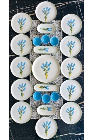 MNZ-Sümbül نموذج 23 قطعة طعام الإفطار التركيزي مجموعة 12 شخص - VENÜS HOME DECORATION