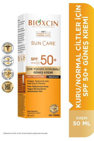 MNZ-Sun Care SPF 50 حماية عالية جدا كريم الشمس 50 مل جاف وعادية الجلد - الكولاجين حمض هيلوروني 5006652 - Bioxcin