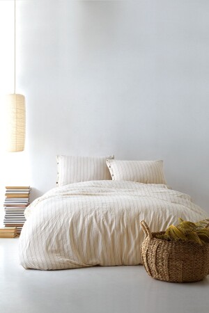 MNZ-Sunday 100% القطن الملك الحجم غسيل الخيط الصفراء مشبكة غطاء القماش مجموعة بني - Berolige