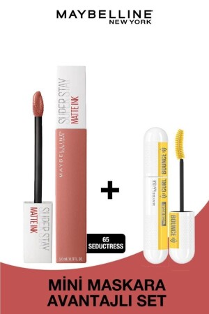 MNZ-Super Stay Matte Ink سائل مات شفة 65 مقنعة - عارية و ميني كورل رفع مكياج ماسكارا مجموعة - Maybelline New York