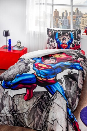 MNZ-Superman Stone واحد مرخصة غطاء الأطفال غطاء غراي مجموعة 8697353450716 - Özdilek