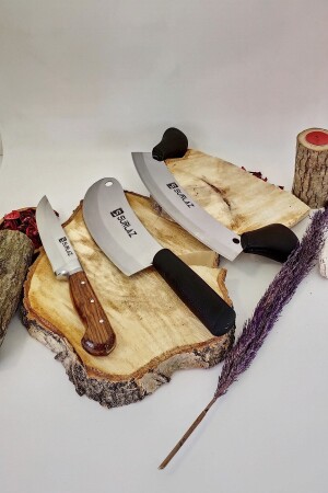 MNZ-Sürmene 3 قطع مطاهي كيباب مجموعة مضاعفة قبضة مطحنة اللحوم المقطعة ، قطعة البصل ، سكين شديد الحد TYC002105 - SürLaz