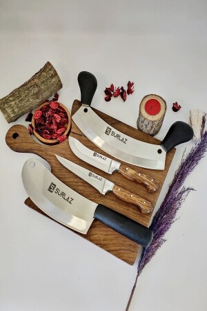 مجموعة سكين مطبخ من طراز MNZ-Sürmene Set Cleaver + Armor + Knife Set - Sürlaz