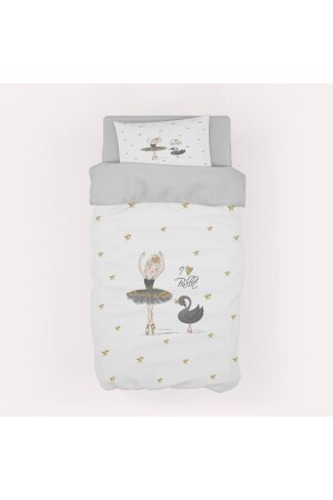 MNZ-Swan Princess Girl قطن غطاء غطاء غطاء مجموعة Bmnt-006 - Bambaşka Moda