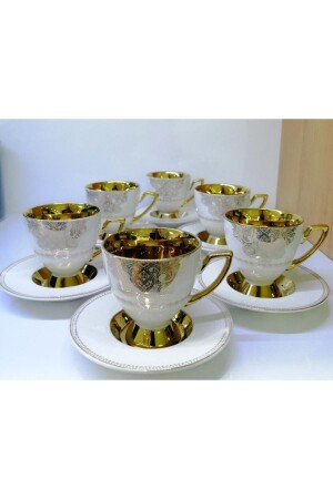 كوب قهوة من الفورسلين الذهبي من MNZ-Swan Set 6 أشخاص 0100 - ACAR