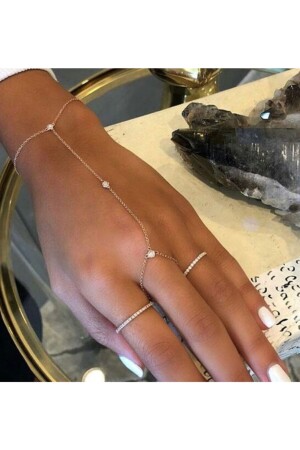 MNZ-Swarovski ثلاث حجارة ذهبية سلسلة اليد الملحقات - Pop Up Store
