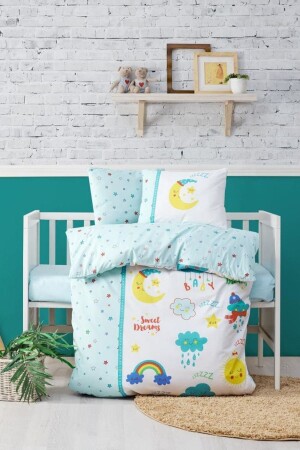 MNZ-Sweet Dreams Mint Baby Duvet Cover Set 2000p24 - Cotton Box