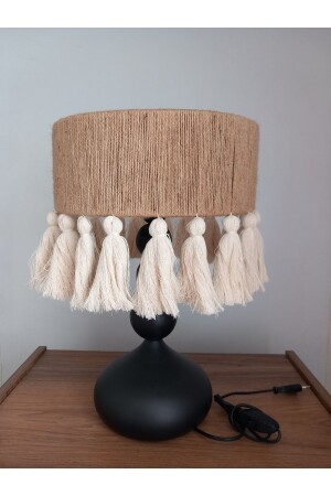 MNZ-Table Lampshade Jut Rope Headboard Cream كريم للكرم المضيء - White West inn House