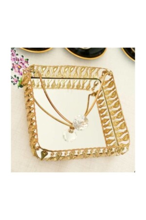 MNZ-Table Top Metal Napkin Holder مع المرآة الذهبية محاكاة الحديد الحديدية - İthal