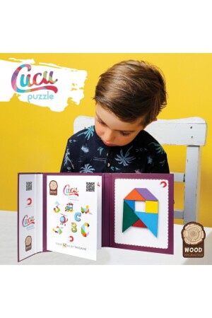 لعبة ذكاء MNZ-Tangram ، لعبة خشب ومغناطيسية Tangram ، Tangram ذكاء تطوير لعبة TNGRM02 - CUCU PUZZLE