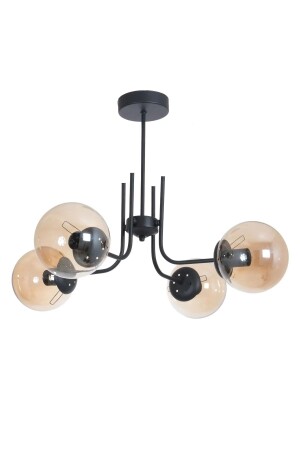 مطبخ التصميم الحديث من MNZ-Tanya - غرفة المعيشة - غرفة النوم - السقف اللون الأسود زجاج العسل 4 قطع الشنارة TN373 - Fer Avize