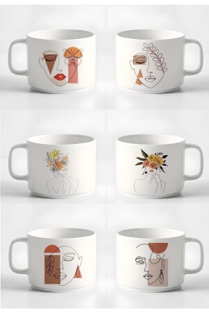 كوب كافي إسبريسو من MNZ-Tea Minimal19 كوب لينيري للنساء من 6 قطع Set Mug 180 Ml he490259152859 - Hediyexpres