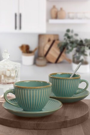 مجموعة من كوب الشاي من نوع MNZ-Teal Myra 12 قطعة لـ 6 أشخاص - Q06 TC057012FQ06A839700MATT300 - Keramika