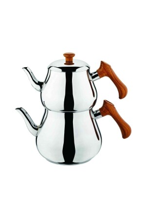 MNZ-Teapot Pyramid خشب الحجم الكبير 4.9 لتر فولاذ المقاوم للصدأ K-350. 03 - Özkent