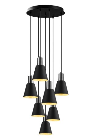 غرفة المعيشة الخاصة بتصميم خاص من MNZ-Tend - المطبخ - الكافي الحديثة المعدنية السوداء 7-piece pendant lamp Chandelier Trend7'liesk. - Modavize