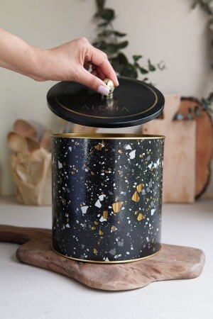 حاوية تخزين الغذاء ذات الطراز من MNZ-Terrazo - حاوية تخزين المعادن 17.5 سم × 18 سم ER147 - Evle