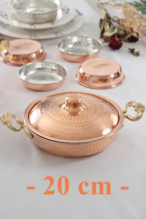 علبة بيض MNZ-Thick بكونز النحاس الغطاء عميقة مع الغطاء 20 سم grbkrkpktv320 - GÜR BAKIR