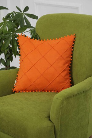 غطاء وسادة MNZ-Throw مع طوقات على الحواف-k-245 - Aisha's Design