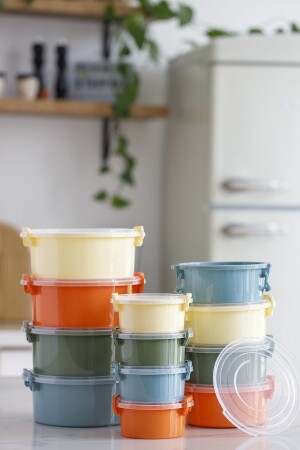 مجموعة حاويات تخزين البستيل المزدوجة من طراز MNZ-Tidy 12 قطعة STR مناسبة للاستخدام في التجميد العميق والاستخدام في الميكروويف. - simplicity