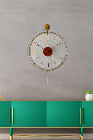 MNZ-Tiktok زجاج 40 سم ذهب، معدني ومصنوع زجاجي تصميم ساعة الجدار AGA001008012 - AGA KONSEPT