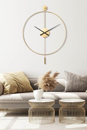 MNZ-Tiktok 60 سم ذهب، ساعة حائط معدنية أزياء حديثة مع معجلة AGA001008004 - AGA KONSEPT