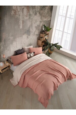 MNZ-Tile 4 Layer Multi Muslin 100% القطن غطاء سريري مزدوج 200x240cm BMB - 7300 - destinyhometex