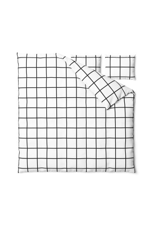 MNZ-Tile Black 100% Cotton Ranforce غطاء ملابس مزدوجة و 2 غطاءات وسادة 200x220 CTNSKS20 - Cote Blanc
