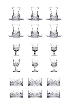 MNZ-Timeless 24 قطعة شاي & خزنة وقدم الزجاج مجموعة US002156 - Paşabahçe