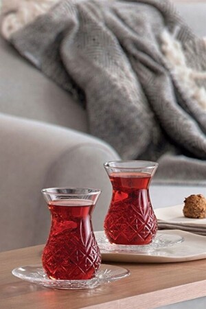 MNZ-Timeless Cut Crystal Tea Cup Set مجموعة 12 قطعة مجموعة 96992 - Paşabahçe