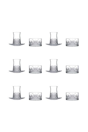 MNZ-Timeless Saddlebag Model 18 Piece Tea Set (كوب الشاي، لوحة الشاي، حامل الكوكي) US0661062 - Paşabahçe