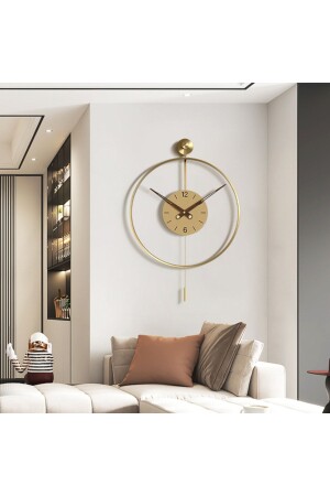 MNZ-Timelles Premium Gold Solo، ساعة حائط معدنية أزيائية حديثة مع معجلة Timelles-crystalGold - MetaQuartz Aksesuar