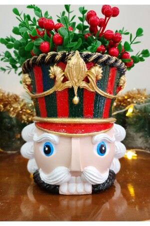 تمثال (MNZ-Tin Soldier Flowerpot) - تمثال (Nutcracker) - هدية رأس السنة الجديدة - ملحقات عيد الميلاد - قطر 20 سم - Ella's Design Studio