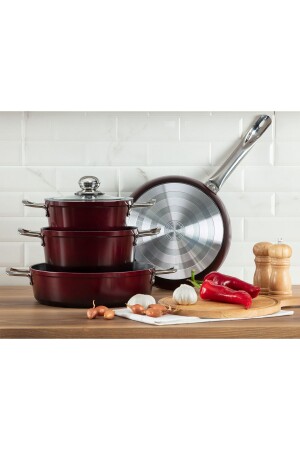 مجموعة من أدوات الطبخ المهنية من طراز MNZ-Titanium 7 قطع 1KTNCR0141-8682116283397 - Madame Coco