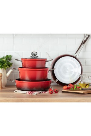 مجموعة من أدوات الطبخ المهنية من طراز MNZ-Titanium 7 قطع 1KTNCR0141-8682116283410 - Madame Coco